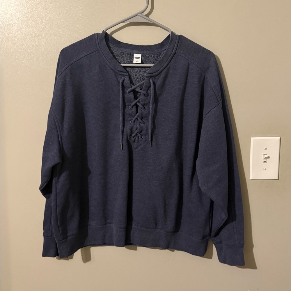 Old Navy Dark Blue Lace-Up Sweatshirt